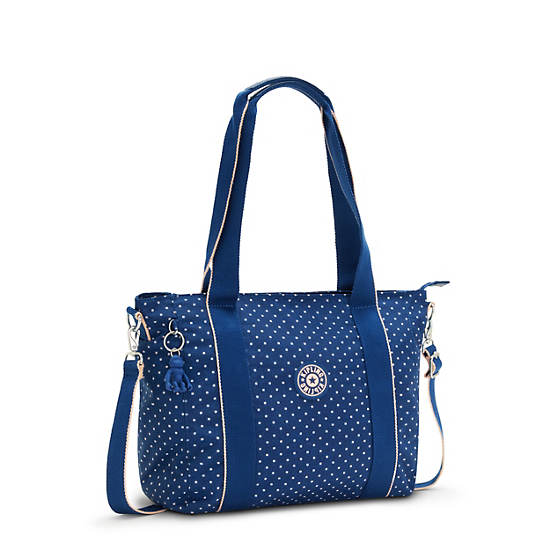 Kipling Asseni Small Printed Tote Bags Soft Dot Blue | CA 1467DF